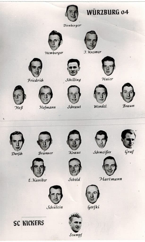 Volksblatt — Mannschaftsaufstellung 1954